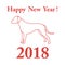 Dalmatian silhouette and inscription happy new year.