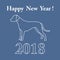 Dalmatian silhouette and inscription happy new year.