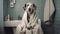A Dalmatians dog in a bathrobe takes pride in maintaining