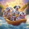 Dalmation puppies going whitewater rafting. Adorable
