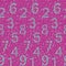 Daltonism color test inspired fun dotted seamless vector pattern with numbers created from dots on pink background