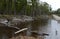 The dam, built by beavers in Tierra del Fuego.