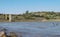 Dam of Cornalvo Reservoir from shore, Spain