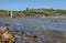 Dam of Cornalvo Reservoir from shore, Spain