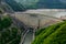 Dam of Enguri hydroelectric power plant in Georgia, aerial view