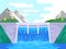 Dam or hydro power plant building vector