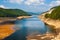 Dam lake Oasa in Romanian mountains