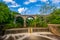 A dam on Wissahickon Creek and old railroad bridge, in Philadelphia, Pennsylvania