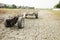 Damage old Tractor and Trailer towing stop on Paddy field wait s