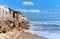 Damaged beach houses. Spain