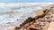 Damaged beach houses. Spain