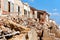 Damaged beach houses. Spain