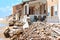 Damaged beach houses. Spain