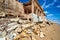 Damaged beach houses. Spain