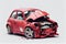 Damaged car in road crash. Insurance claim concept. Generative AI