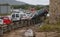 Damaged cars and debris after floodings in San Llorenc in the island Mallorca vertical