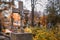 Damaged cross at cemetery in Bialowieza in eastern Poland