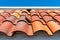 Damaged eave closure on the clay tile roof creates openings to birds and wildlife