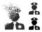 Damaged and Halftone Dot Police Person Glyph