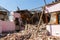 Damaged houses after missile attack in Ganja city during second Karabakh war. Armenian terror.