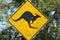 Damaged kangaroo warning sign