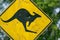 Damaged kangaroo warning sign