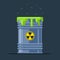 A damaged nuclear waste barrel emits radiation