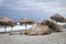 Damaged Parasols after storm at the beach