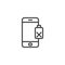 Damaged phone battery line icon