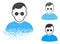 Damaged Pixel Halftone Blind Man Icon with Face