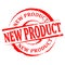 Damaged round red stamp with the word - new product - vector