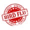 Damaged round seal with the inscription - bird flu - virus - vector