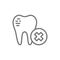 Damaged tooth enamel, dental broken line icon.