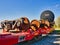 A damaged train bogie`s  and a tanker car being returned for service