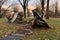 damaged and twisted park signage post-storm