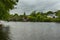 Damaged wooden foot bridge over River Oich, Fort Augustus Scotland.