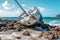 Damaged yacht washed ashore after Hurricane