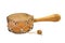 Damaru drum percussion instrument with a handle on a white background. Ethnic musical instrument. Isolated.