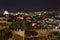 Damascus Gate entrance at Old City Jerusalem Palestine Israel at night with lights during Ramadan