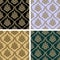 Damask floral repeat Pattern - set in four Variants