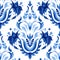 Damask hand drawn floral design. Abstract seamless ornamental watercolor paint pattern for fabric