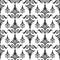 Damask seamless floral pattern. Royal wallpaper. Flowers and crowns in black on white background