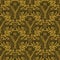 Damask seamless pattern repeating background. Golden olive floral ornament with Y letter and crown in baroque style