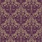 Damask seamless pattern repeating background. Gray purple floral ornament in baroque style