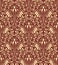 Damask seamless pattern repeating background. Ivory burgundy floral ornament in baroque style