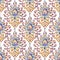 Damask seamless pattern to Victorian style. Floral ornament drawn with colored pencils on paper. Print for home textiles, pillows