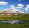 Damavand peak mirrored in a lake square frame