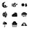 Damp weather icons set, simple style