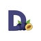 Damson Plum, Fruit Alphabet, Clip Art Vector, Illustration