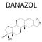 Danazol endometriosis drug molecule. Skeletal formula. Chemical Structure